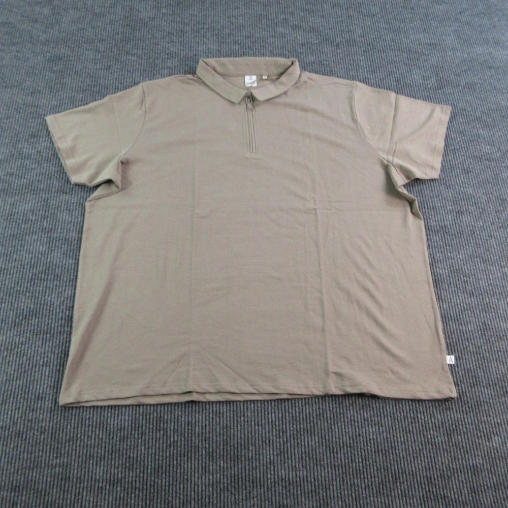 Studio A Polo Shirt Mens 4XL Beige 1/4 Zip Pullover Short Sleeve 100% Cotton NWT